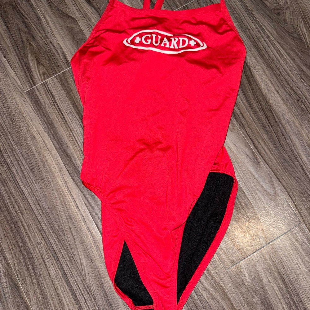 Red Lifeguard One Piece Swimsuit
